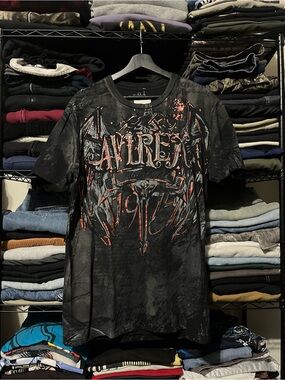 Avirex Black Graphic Tee with Red Accents